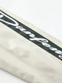 Manfinity EMRG Men's Casual Letter Print Rave Long Sleeve Jacket, Spring And Autumn Going Out Color Block Lightweight Jacket, For Friends, Husband, Boyfriend Gifts, For Fall