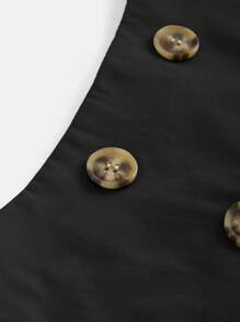 SHEIN Tween Girl  Casual Academy Solid-Colored High Waist Ruched  Skirt - Black - View 4