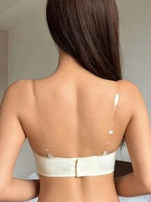 DAZY Women Removable Transparent Strap Strapless Bra Without Wire - White - View 2