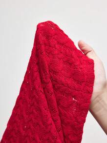 BizChic Suéteres de otoño para mujer, camiseta con flor retorcida roja, ropa elegante de oficina - Rojo - Ver 10