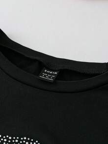 Chiquease T-shirt femme avec design de strass d'Halloween - Noir - Voir 4