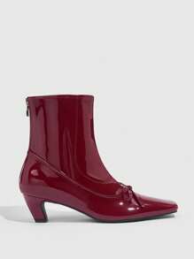 CUCCOO CHICEST Botas de tobillo versátiles y de tacón bajo para mujer, con aire festivo de Navidad y Año Nuevo, para otoño e invierno y San Valentín - Burdeos - Ver 2