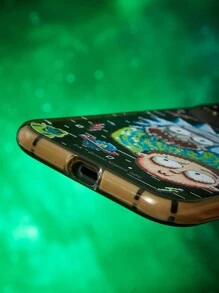 Rick and Morty X SHEIN 搞笑卡通图案灰色半透明手机壳 - 灰色 - 查看 6