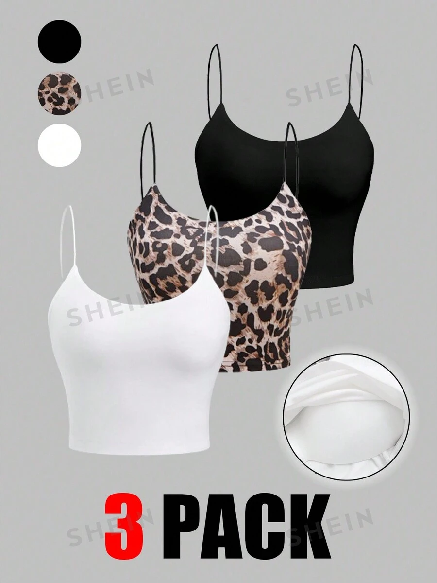 Lunelith SHEIN Lunessa 3 piezas Camiseta interior de mujer con sujetador acolchado