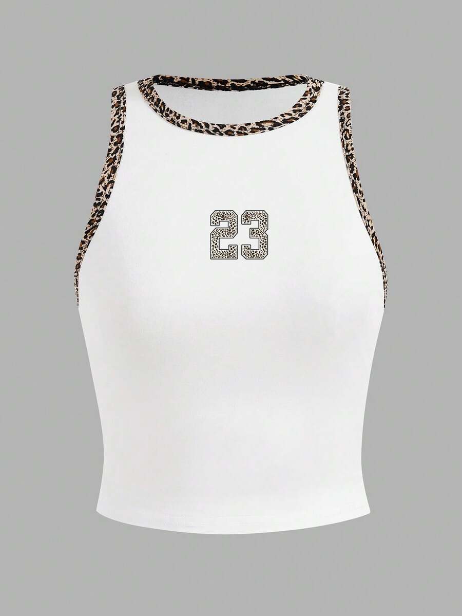 SHEIN SXY Casual 23 Leopard Print Sleeveless Short Women's Tank Top