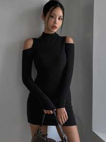 DAZY Women Hollow-Out Bodycon Mini Dress Fall,Winter