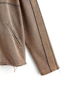 Manfinity VCAY 男士街头风格针织插肩袖撞色拉链立领赛车夹克，适合秋冬季 - 黑色 - 查看 11