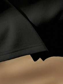 Camiseta casual de manga corta con cuello redondo y estampado gráfico para niños adolescentes - Negro - Ver 3