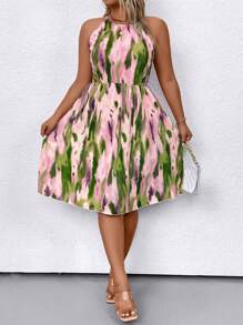 SHEIN Clasi Váy hở vai in hoa ngẫu nhiên cỡ lớn cho nữ - Nhiều màu - Xem 3