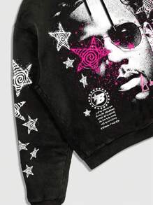 Street Life Sudadera con capucha casual para hombre adecuada para primavera y verano - Negro - Ver 4