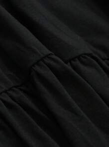 FRIFUL Women's Loose Oversized Hem T-Shirt,Ruffle,Fall Clothes - Black - View 3