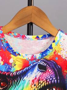 SHEIN Áo thun cổ tròn tay ngắn họa tiết khủng long dễ thương cho bé trai, áo thun mùa hè thường ngày cho Halloween, Giáng sinh, tựu trường - Nhiều màu - Xem 6