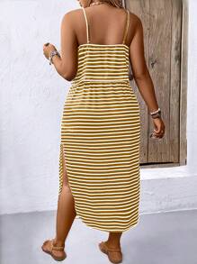 SHEIN LUNE Plus Size Women Stripe Print Slip Dress - Multicolor - View 2