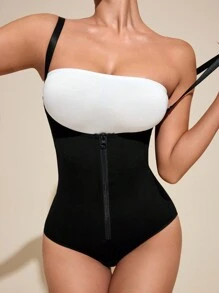 Easithlete Women Color Block Sports Bodysuit