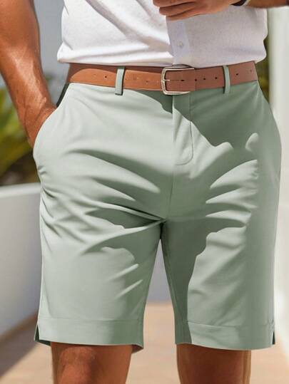 Manfinity Homme Men's Summer Casual Solid Color Pocket Shorts