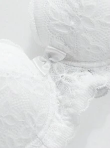 DAZY Bộ 2 chiếc/Bộ áo ngực ren có gọng nâng đỡ và quần lót ren tam giác - trắng - Xem 9