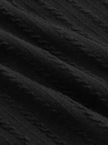 SHEIN MOD Contrast Color Black & White Crew Neck Mini Dress For Women - Black and White - View 3