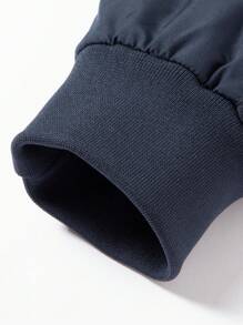 Manfinity Homme Men's Stand Collar Casual Solid Color Flight Jacket - Blue - View 5