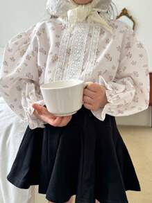 Dazy Kids Quần áo mùa thu cho bé gái, Áo sơ mi in họa tiết hoa toàn thân cho bé gái, Quần áo đi học cho bé gái dịp Lễ Phục Sinh - Màu be - Xem 8