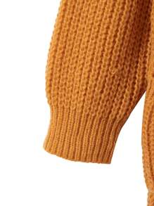 SHEIN Tween Girl Ginger Color Orange Long Cardigan,Casual Loose Knitted Soft Sweater For Autumn,Back-To-School,Sunday,Daily Wear,School,Outings & Party - Ginger - View 7