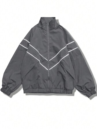 Manfinity Męska kurtka casualowa z długim rękawem i zamkiem błyskawicznym z przodu, do tenisa, na jesień