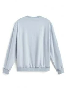 NEON BLANC Sweatshirt Pullover Pria 100% Katun Rajut dengan Aplikasi Bintang, Bahu Longgar, Kerah Bulat, Cocok untuk Musim Semi dan Gugur, untuk Musim Gugur dan Musim Dingin - Dusty Blue - View 6