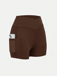 SHEIN Bộ 2 quần legging lưới đan eo cho bé gái tuổi teen - màu nâu - Xem 4