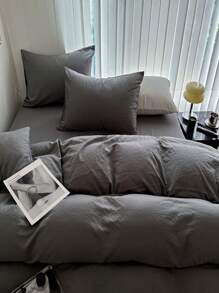 Bộ chăn ga gối siêu mềm 3 món Ins Style màu trơn (1 vỏ chăn, 2 vỏ gối, không có ruột) - Nhiều màu - Xem 6