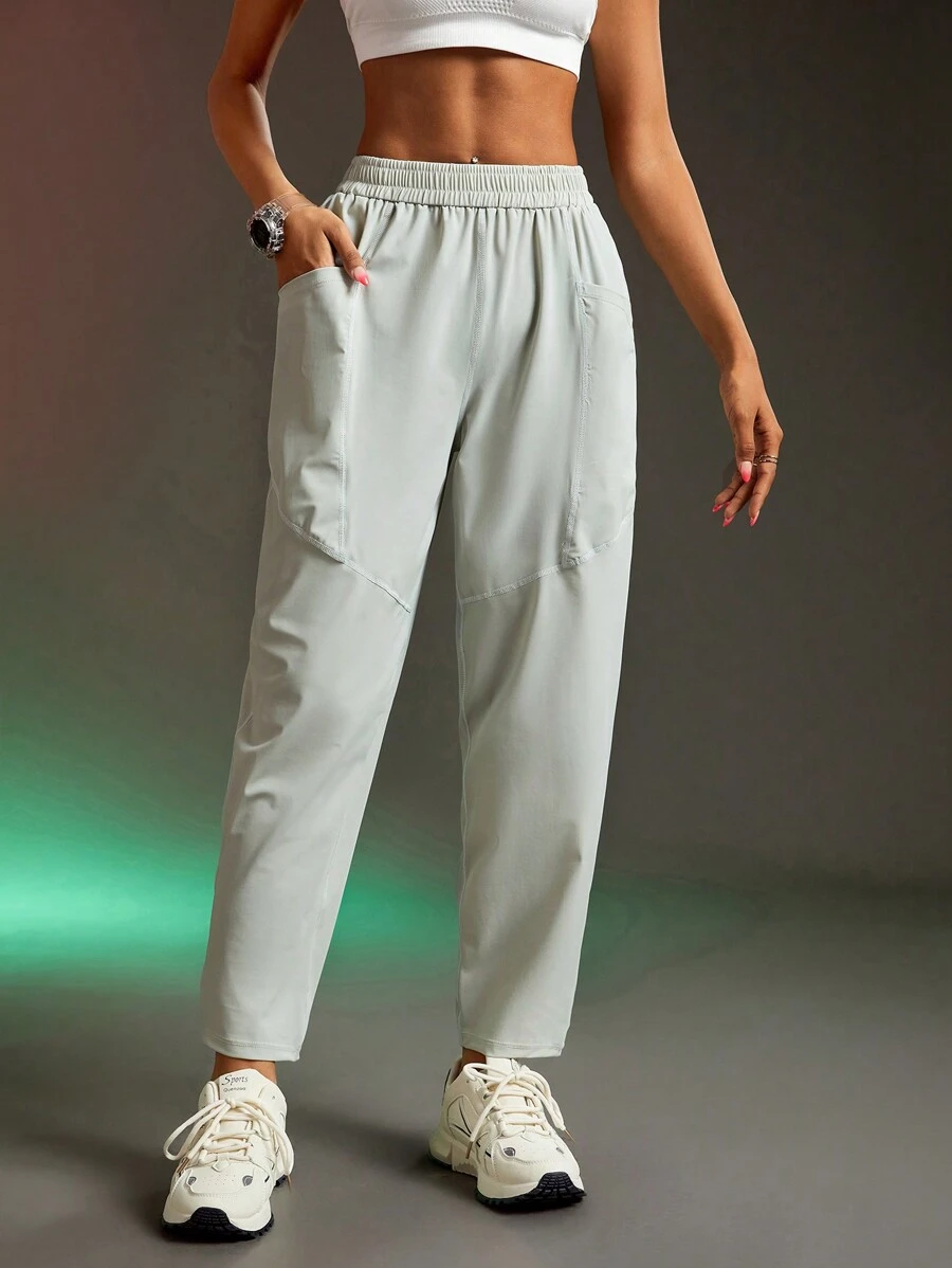Streetz SHEIN Sport Women's Solid Color Pocket Minimalist Sweatpants, Casual Everyday - Mint Green - View 1