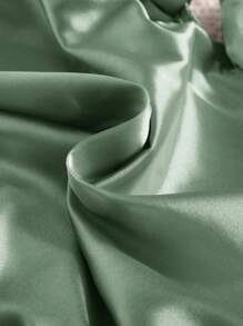 SHEIN 新生女孩柔软纯色缎面长袍带领带 - 薄荷綠 - 查看 6
