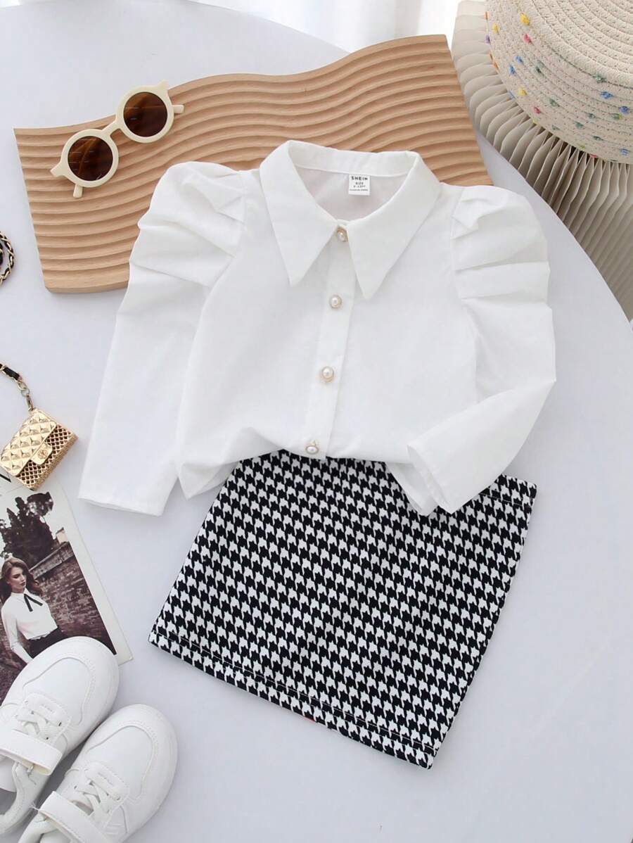 SHEIN Blusa blanca de manga larga con volantes para bebé niña, otoño/invierno - Blanco - Ver 1