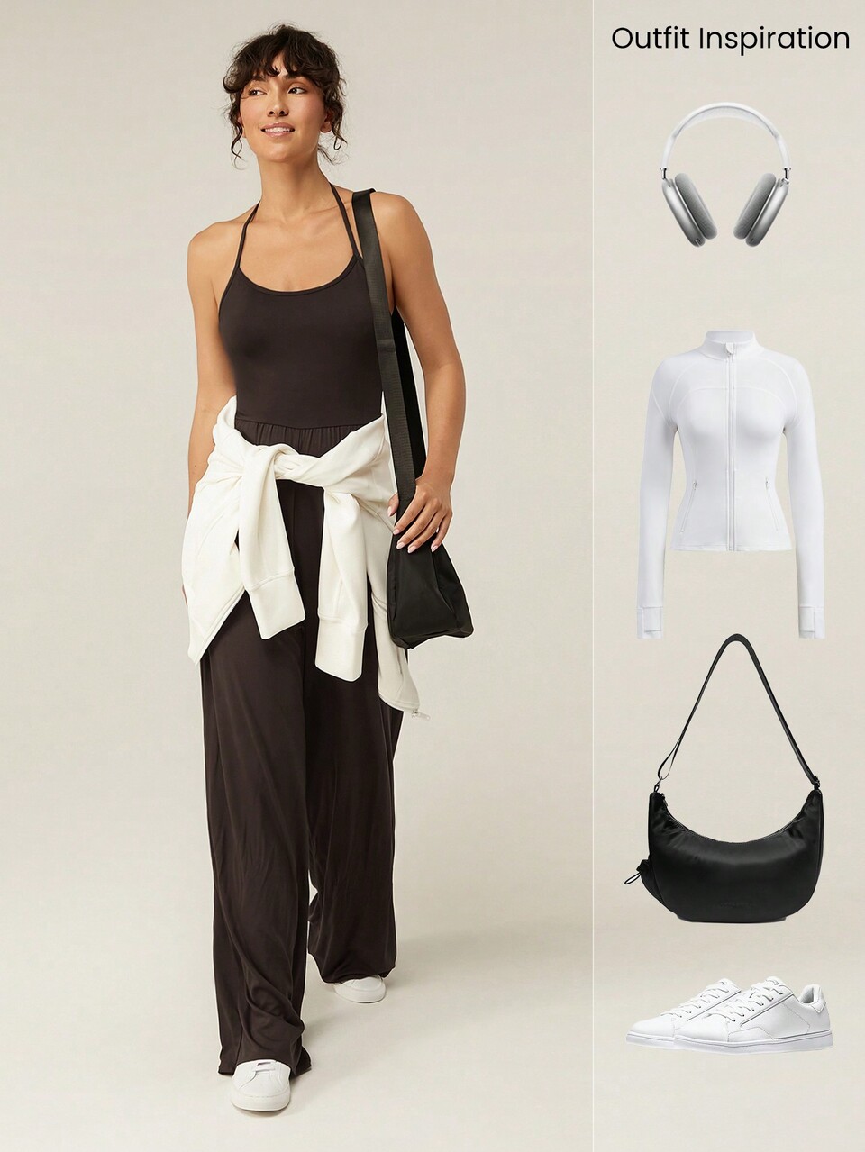 Mono de una pieza con piernas anchas, ajustable, de Tencel™ Modal, de 30 pulgadas, simple y casual para el diario