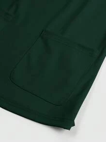 TaskEZ Conjunto de uniforme de scrubs de unicolor con top de manga corta y pantalones - Verde Oscuro - Ver 11