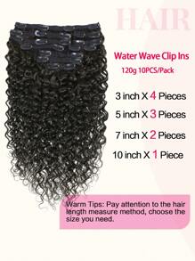 10PCS Water Wave Hair Extensions Clip In Real Human Hair Dark Brown Clip In Hair Extensions 14-20" Human Hair Extensions For Women Clip Ins Hair Extension - S2 - View 7