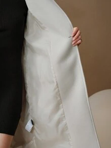 Anewsta Manteau beige ample de longueur mi-mollet avec corset de taille pour femmes