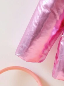 SHEIN 年轻女孩休闲长袖连帽收腰中长款纯色羊毛厚冬季外套 - 粉色 - 查看 6
