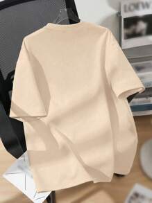 SHEIN EZwear Plus Size Casual Simplicity Blue Heart Graphic Round Neck Short Sleeve Loose T-Shirt For Women, Summer - Apricot - View 2