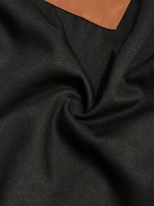 Slaydiva Camisa larga informal de mujer de talla grande con bloques de color y parche de PU