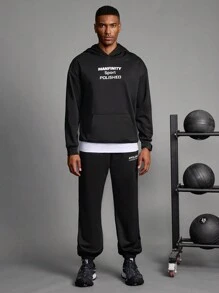 Gym Rark Áo nỉ dài tay có mũ in họa tiết đơn giản phong cách bạn trai dành cho nam, Quần áo tập thể dục - màu đen - Xem 3