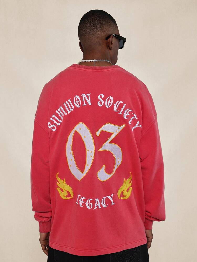 Übergroßes Streetwear-Sweatshirt mit Flammen-Grafikdruck in limitierter Auflage