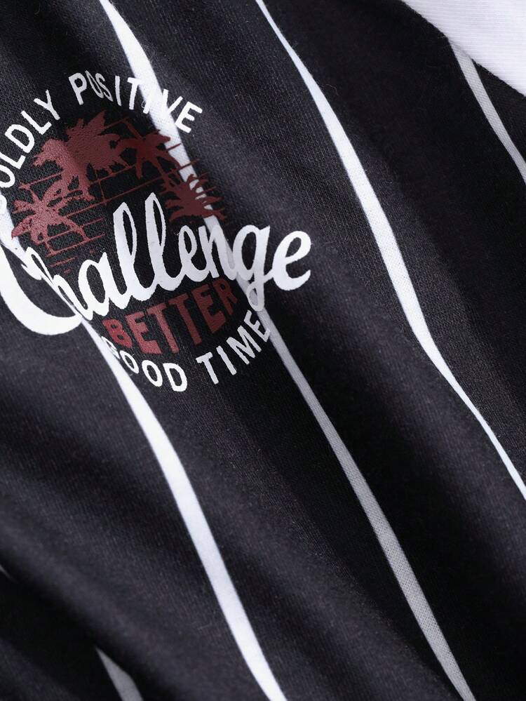 Women's Spring & Autumn Letter & Striped Oversized Crew Neck Long Sleeve Casual Sweatshirt,Fall Women Clothes