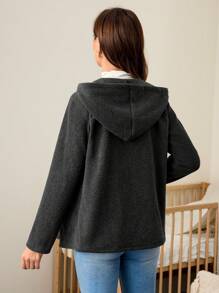SHEIN 3 合 1 孕妇冬季长袖外套，带蓬松饰边，适合孕妇 - 深灰色 - 查看 3