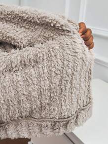 SHEIN 秋冬季 Tween Girl 双面纯色领口长袖夹克 - 駝色 - 查看 6