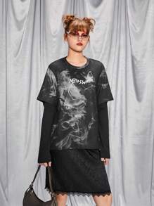 SHEIN Conjunto de 2 peças para meninas adolescentes: camiseta estampada e saia plissada, adequado para combinar com bolsa de ombro, mochila, bolsa tiracolo, boné de beisebol, chapéu de balde, boina, botas curtas, botas longas, sapatos casuais, sapatos Mary Jane, óculos de sol, fones de ouvido