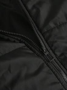 青少年女孩休闲收腰中长款 A 字形夹克，带毛领，适合青少年/年轻女孩，冬季 - 黑色 - 查看 3