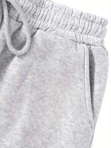 SHEIN EZwear 女士蝴蝶印花抽绳口袋黑色和灰色慢跑裤 - 彩色 - 查看 5