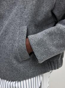 BizChic Women's Casual Solid Color Front Button Long Sleeve Blouse, Suitable For Commuting, Autumn - Grey - View 3