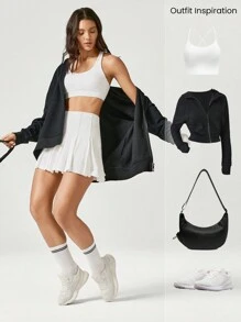 GLOWMODE Jupe corset plissée FeatherFit™-Air Level Up taille haute ultra avec shorts intégrés et poches latérales, pour le yoga à faible impact et usage quotidien