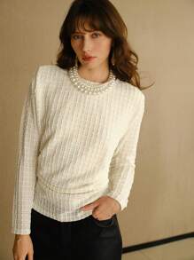 MOTF STUDIO SOLID TEXTURED RUCHED SIDE TEE