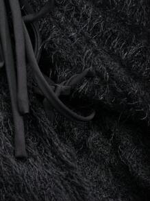 FRIFUL Áo cánh tay dài cổ đứng buộc phía trước rộng rãi cho nữ mùa thu/đông - màu đen - Xem 3